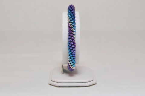 *Blue and Purple Ombre Long Spiral Beaded Kumihimo Bracelet